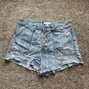 Happily Grey Striped Jean Shorts
